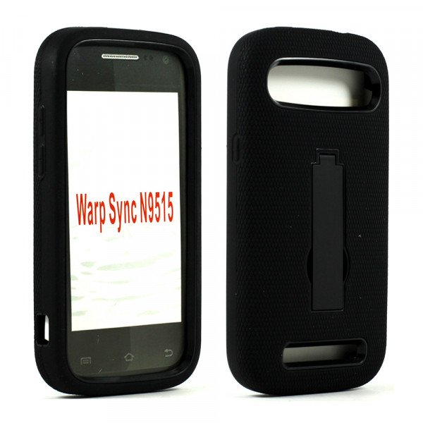 Wholesale ZTE Warp Sync N9515 Armor Hybrid Stand Case (Black Black)